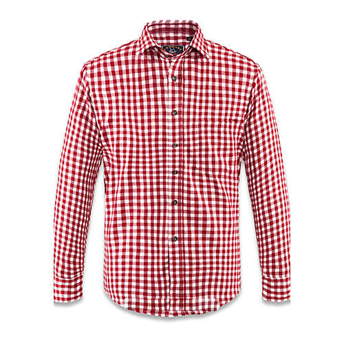 Red White Plaid Pattern шлифованную 20% хлопок 80% Терилен мужская повседневная рубашка