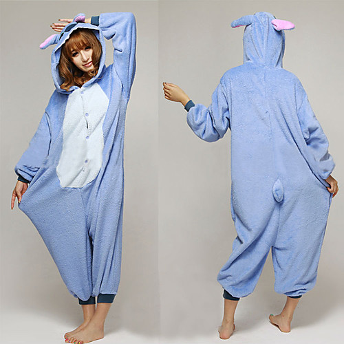 Симпатичные стежка голубой флис Kigurumi пижамы пижамы мультфильм животных Хеллоуин костюм