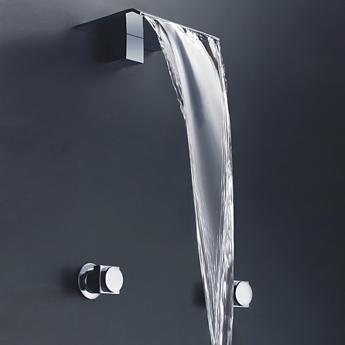 Bathtub Faucet - Contemporary Chrome Wall Mounted Ceramic Valve Bath Shower Mixer Taps / Two Handles Three Holes
Bathtub Faucet - Contemporary Chrome Wall Mounted Ceramic Valve Bath Shower Mixer Taps / Two Handles Three Holes