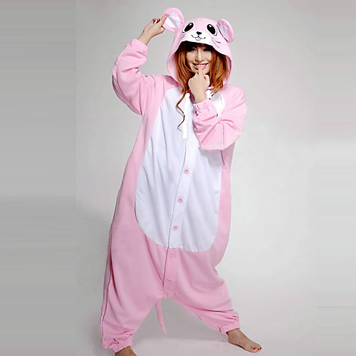 Проницательный мышь Розовый флис Kigurumi пижамы пижамы мультфильм животных Хеллоуин костюм