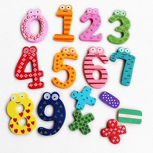 

Colourful Funny Math Symbol Wooden Fridge Magnets Educational Toy (Number 0-9 and Sign)
