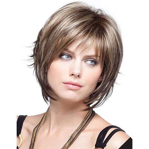 

Synthetic Wig Wavy Wavy Bob With Bangs Wig Blonde Short Synthetic Hair 8 inch Women's Blonde