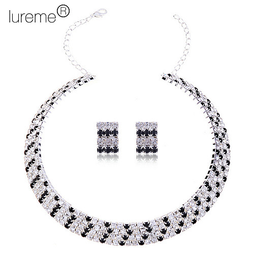 lureme многослойную кристалл комплект ювелирных изделий женщин (воротник ожерелье и серьги)