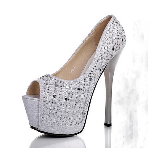женская обувь Peep Toe стилет каблук насосы с кристально свадебные туфли больше цветов, доступных (lightinthebox