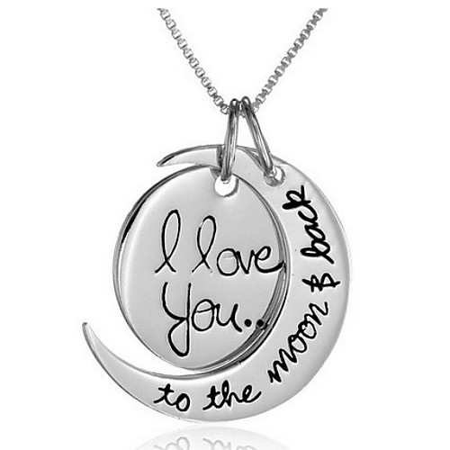 Pendant Necklace Engraved Crescent Moon i love you to the moon and back Ladies Alloy Silver Golden Necklace Jewelry For Daily Casual
Pendant Necklace Engraved Crescent Moon i love you to the moon and back Ladies Alloy Silver Golden Necklace Jewelry For Daily Casual