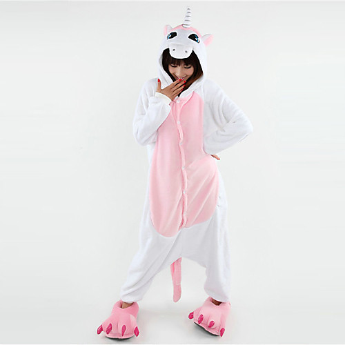 Послушный Розовый Единорог флиса Kigurumi пижамы пижамы мультфильм животных Хеллоуин костюм