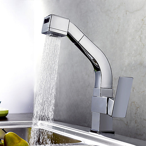 Kitchen faucet - One Hole Chrome Pull-out / Pull-down Deck Mounted Contemporary Kitchen Taps / Brass / Single Handle One Hole
Kitchen faucet - One Hole Chrome Pull-out / Pull-down Deck Mounted Contemporary Kitchen Taps / Brass / Single Handle One Hole