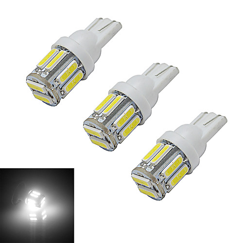 

jiawen 3шт 3w 210 лм t10 лампочки для чтения автомобилей свет украшения 10 светодиодов smd 7020 холодный белый dc 12v