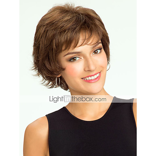 

Human Hair Wig Short Curly Bob Layered Haircut Short Hairstyles 2019 With Bangs Berry Curly Side Part Capless Women's Dark Brown Auburn Red Mixed Black