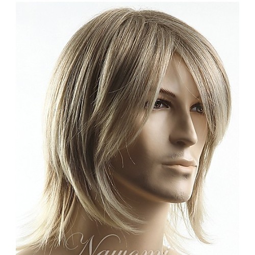 

Synthetic Wig Straight Style With Bangs Wig Blonde Blonde Synthetic Hair Men's Side Part Blonde Wig Short StrongBeauty