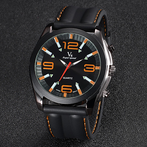 

V6 Men's Wrist Watch Quartz Japanese Quartz Silicone Black Analog Classic - Yellow Red Blue Two Years Battery Life / Mitsubishi LR626