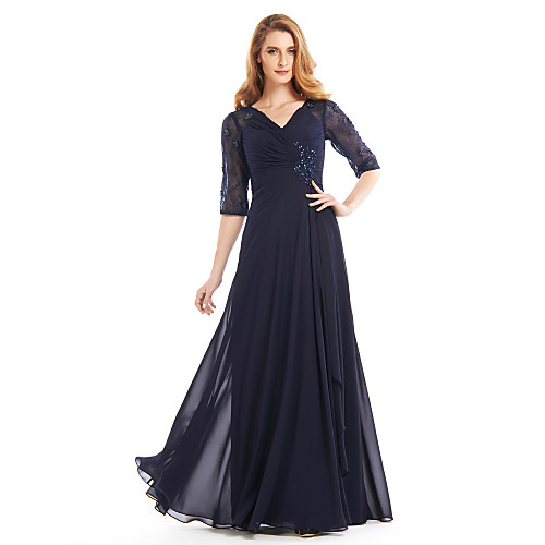 A-Line V Neck Floor Length Chiffon Half Sleeve Vintage Inspired Mother of the Bride Dress with Criss Cross / Beading Mother's Day 2020
A-Line V Neck Floor Length Chiffon Half Sleeve Vintage Inspired Mother of the Bride Dress with Criss Cross / Beading Mother's Day 2020