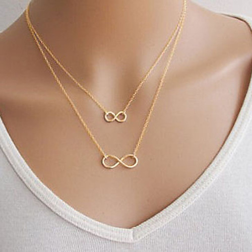 

Women's Pendant Necklace Double Floating Mother Daughter Infinity Cheap Ladies Basic Double-layer Alloy Silver Golden Necklace Jewelry For Party Daily Casual