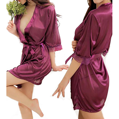 

Women's Silk Sexy Robes Nightwear - Sexy Solid Colored