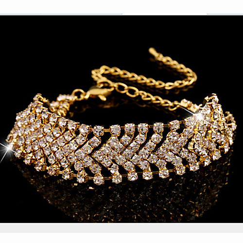Women's Chain Bracelet Tennis Bracelet Wide Bangle Hollow Ladies Rhinestone Bracelet Jewelry Silver / Golden For Party Daily
Women's Chain Bracelet Tennis Bracelet Wide Bangle Hollow Ladies Rhinestone Bracelet Jewelry Silver / Golden For Party Daily