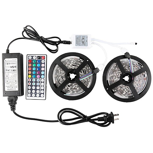 

ZDM 2 x 5 m Waterproof LED Light Strips RGB Tiktok Lights 5050 SMD 10mm Light Sets 300 LEDs with 44Key IR Controller 70W 12V6A Power Supply Soft Light Strip Kit