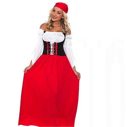 фото Хэллоуин карнавал октоберфест широкая юбка в сборку trachtenkleider жен. платье головные уборы баварский костюм Lightinthebox