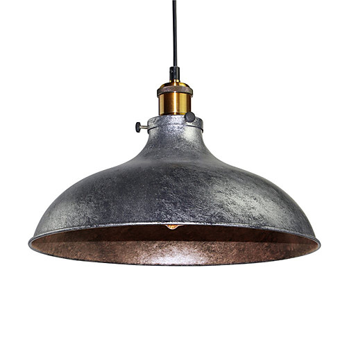 

старинные подвесные светильники промышленные 1-свет серебристый серый металлический столовая прихожая кафе бары одежда магазин освещение
