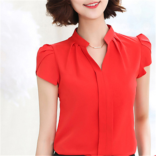 Women's Daily Going out Work Street chic Shirt - Solid Colored V Neck Blushing Pink / Spring / Summer
Women's Daily Going out Work Street chic Shirt - Solid Colored V Neck Blushing Pink / Spring / Summer
