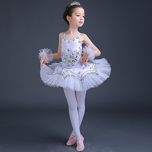 

Ballet Dresses Performance Spandex / Tulle Lace / Crystals / Rhinestones / Paillette Sleeveless High Dress / Bracelets