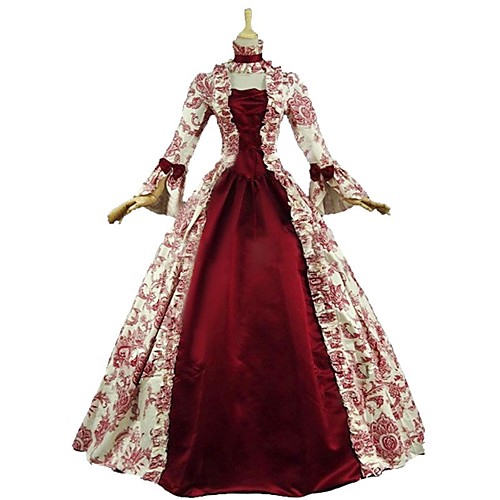 

Marie Antoinette Rococo Victorian 18th Century Dress Party Costume Masquerade Women's Costume Green / Burgundy Vintage Cosplay Party Prom Long Sleeve Ankle Length Ball Gown Plus Size