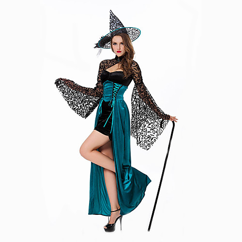 фото Ведьма платья косплэй kостюмы взрослые жен. хэллоуин фестиваль / праздник полиэстер синий мужской карнавальные костюмы Lightinthebox