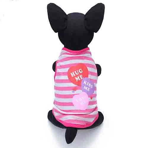 

Кошка Собака Футболка Одежда для собак Лиловый Розовый Костюм Хлопок В полоску С сердцем Косплей Свадьба XS S M L