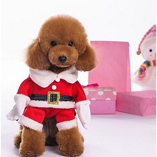 

Собака Костюмы Комбинезоны Зима Одежда для собак Красный Костюм Плюшевая ткань Контрастных цветов Рождество XS S M L XL