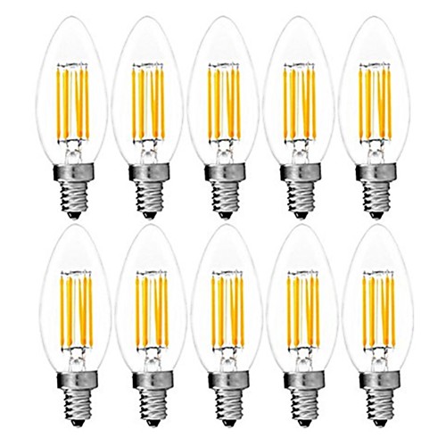 

10 шт. 6 W 560 lm E14 LED лампы накаливания C35 6 Светодиодные бусины COB Декоративная Тёплый белый Холодный белый 220-240 V / RoHs