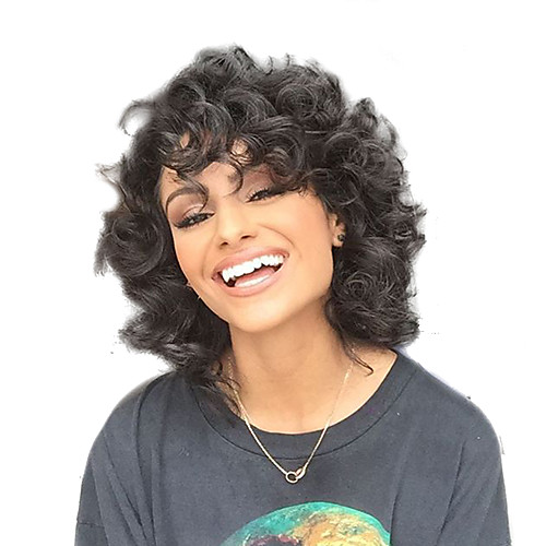 

Synthetic Wig Curly Style Short Hairstyles 2019 Capless Wig Black Black#1B Synthetic Hair Women's African American Wig Black Wig Medium Length StrongBeauty Natural Wigs