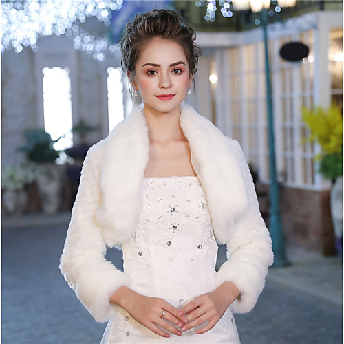 

3/4 Length Sleeve Faux Fur Wedding / Party / Evening Women's Wrap With Pattern / Print / Smooth Shrugs