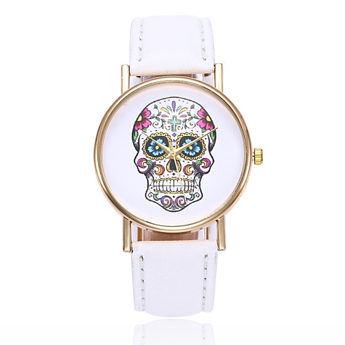 

Women's Wrist Watch Quartz Quilted PU Leather Black / White / Blue Casual Watch Skull Analog Ladies Casual Skull Unique Creative - Pink Khaki Light Green One Year Battery Life / Jinli 377