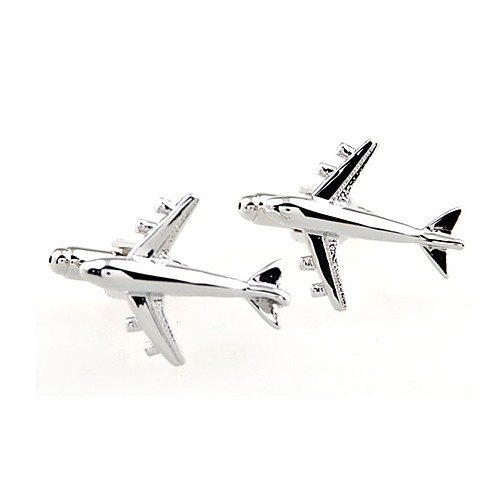

Cufflinks Airplane Formal Simple Brooch Jewelry Silver For Daily Formal