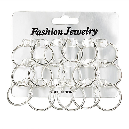 Women's Hoop Earrings Statement Ladies Rock Oversized Silver Plated Earrings Jewelry Silver For Gift Evening Party 18pcs
Women's Hoop Earrings Statement Ladies Rock Oversized Silver Plated Earrings Jewelry Silver For Gift Evening Party 18pcs