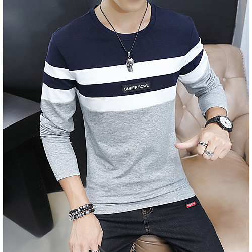 Men's Casual / Daily Weekend Active T-shirt - Color Block Round Neck Blue / Long Sleeve
Men's Casual / Daily Weekend Active T-shirt - Color Block Round Neck Blue / Long Sleeve
