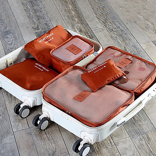 

6 комплектов Дорожная сумка Органайзер для чемодана Кубы для упаковки Водонепроницаемость Защита от пыли Складной Прочный Хранение в, Оранжевый