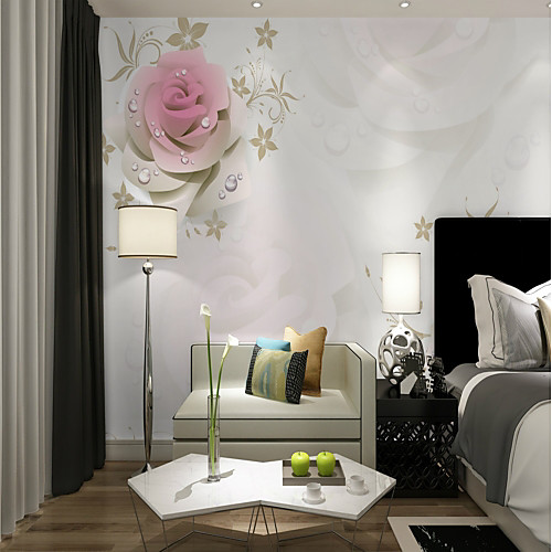 

пользовательские розовая роза 3d большие настенные покрытия настенные обои подходящие спальня ресторан цветок