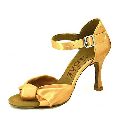 

Women's Dance Shoes Satin Latin Shoes / Salsa Shoes Buckle / Ribbon Tie Sandal / Heel Customized Heel Customizable Bronze / Almond / Nude / Performance / Leather / Professional / EU38