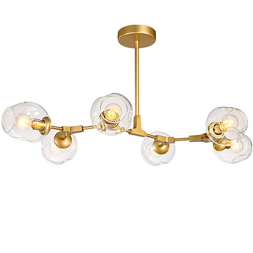 

6-голова северная Европа старинные золотые люстры стеклянные молекулы подвесные светильники гостиная столовая окрашенная отделка