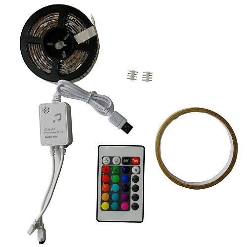 

2м RGB ленты 60 светодиоды SMD5050 1 пульт дистанционного управления 24Keys RGB Водонепроницаемый / Можно резать / USB 5 V 1 комплект