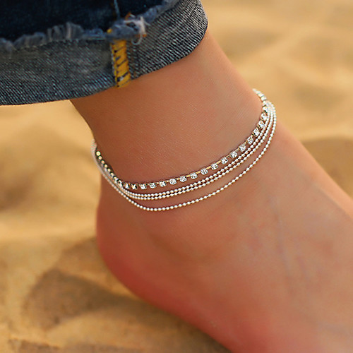

Women's Cubic Zirconia Ankle Bracelet feet jewelry Layered Stacking Stackable Drop Cheap Ladies Simple Korean Fashion everyday Anklet Jewelry Silver For Daily Going out