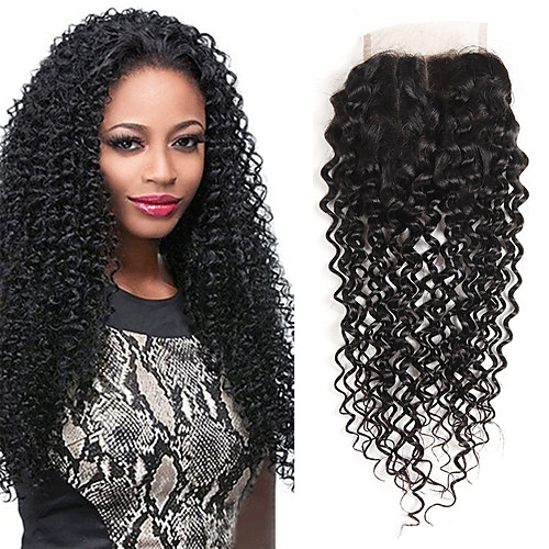 

Yavida Indian Hair / Kinky Curly 4x4 Closure Curly Free Part Swiss Lace Human Hair All / Unisex Classic / Woven / Best Quality Christmas Gifts / Dailywear / Wedding Party