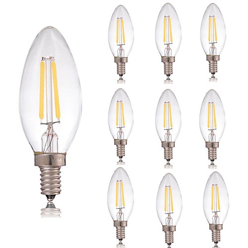 

10 шт. 2 W LED лампы накаливания 180 lm E14 C35 2 Светодиодные бусины COB Декоративная Тёплый белый Холодный белый 220-240 V / RoHs