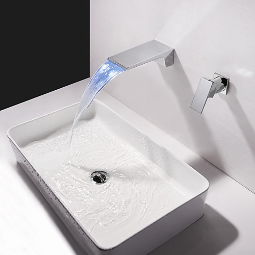 

Ванная раковина кран - Водопад / Широко распространенный Хром На стену Одной ручкой Два отверстияBath Taps