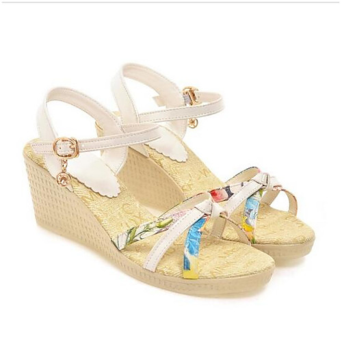 Жен. Комфортная обувь Полиуретан Лето Сандалии Туфли на танкетке Белый / Розовый 
Жен. Комфортная обувь Полиуретан Лето Сандалии Туфли на танкетке Белый / Розовый