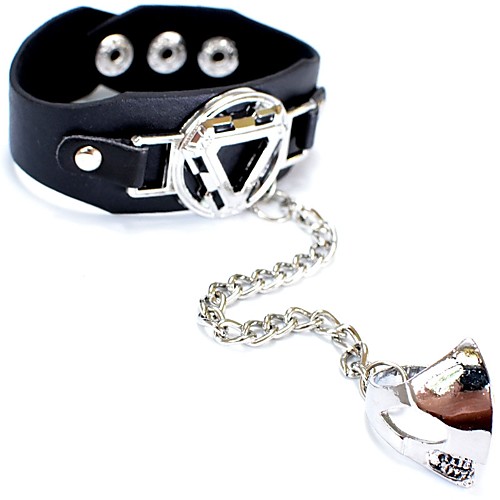 

Men's Leather Bracelet Ring Bracelet / Slave bracelet Vintage Style Skull Statement Punk Trendy scottish Leather Bracelet Jewelry Black For Halloween Gift