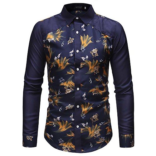 Men's Daily Work Business / Basic Shirt - Floral / Geometric / Graphic Navy Blue
Men's Daily Work Business / Basic Shirt - Floral / Geometric / Graphic Navy Blue
