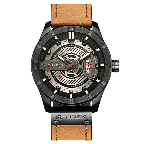 CURREN Men's Wrist Watch Japanese Japanese Quartz Genuine Leather Brown / Dark Green 30 m Water Resistant / Waterproof Calendar / date / day Casual Watch Analog Casual Fashion - Brown Dark Green
CURREN Men's Wrist Watch Japanese Japanese Quartz Genuine Leather Brown / Dark Green 30 m Water Resistant / Waterproof Calendar / date / day Casual Watch Analog Casual Fashion - Brown Dark Green