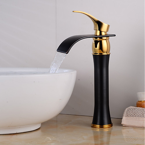 Bathroom Sink Faucet - Waterfall Gold / Black Centerset Single Handle One HoleBath Taps
Bathroom Sink Faucet - Waterfall Gold / Black Centerset Single Handle One HoleBath Taps