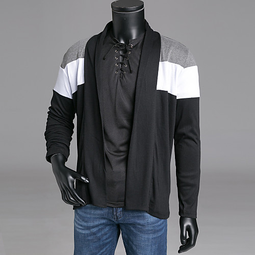 Men's Daily / Weekend Color Block Long Sleeve Slim Regular Cardigan Sweater Jumper, V Neck Fall / Winter Wool Black / Navy Blue S / M / L
Men's Daily / Weekend Color Block Long Sleeve Slim Regular Cardigan Sweater Jumper, V Neck Fall / Winter Wool Black / Navy Blue S / M / L